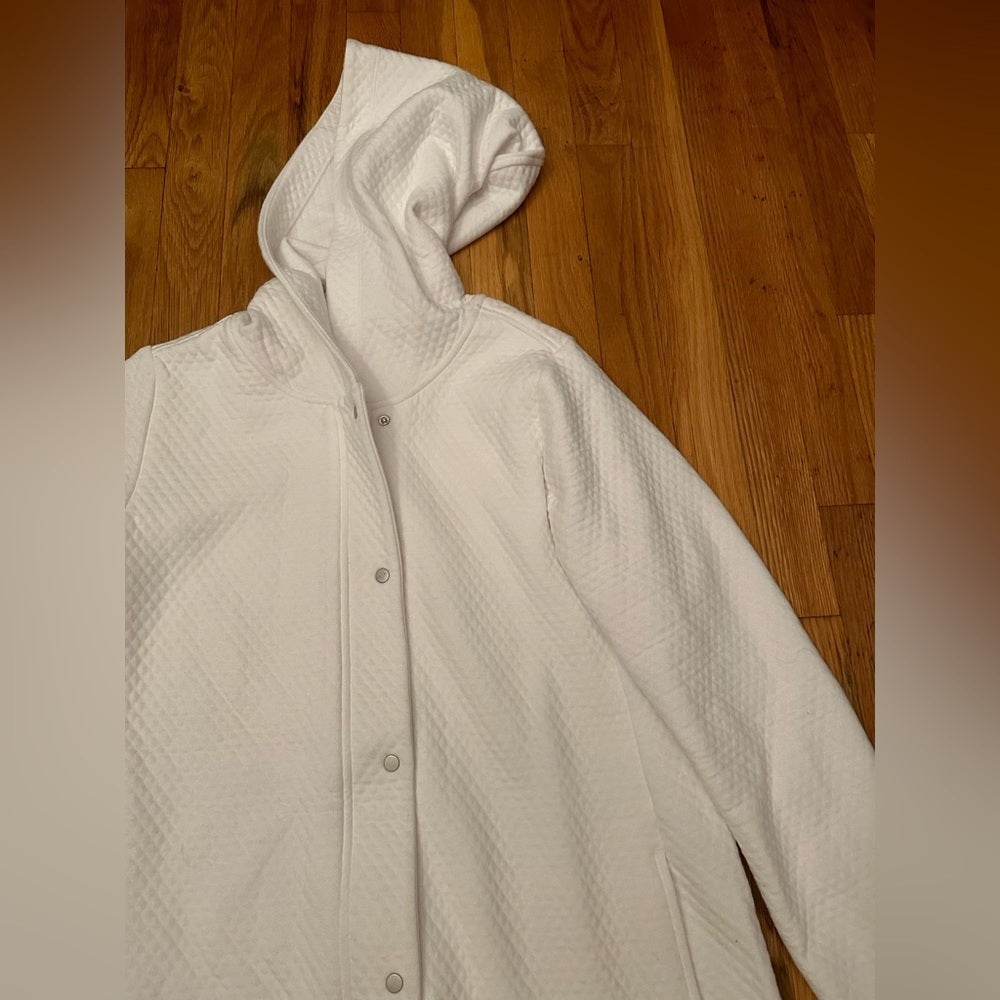 Eileen Fisher White Button Up Hoodie Jacket Size S/P