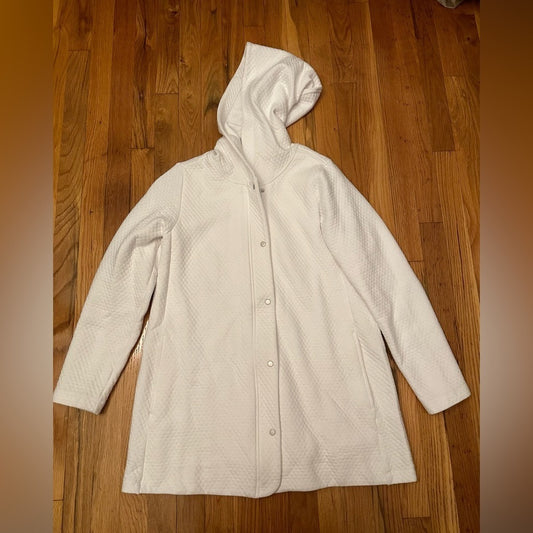 Eileen Fisher White Button Up Hoodie Jacket Size S/P