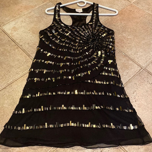 Parker women’s black dress gold beading size medium