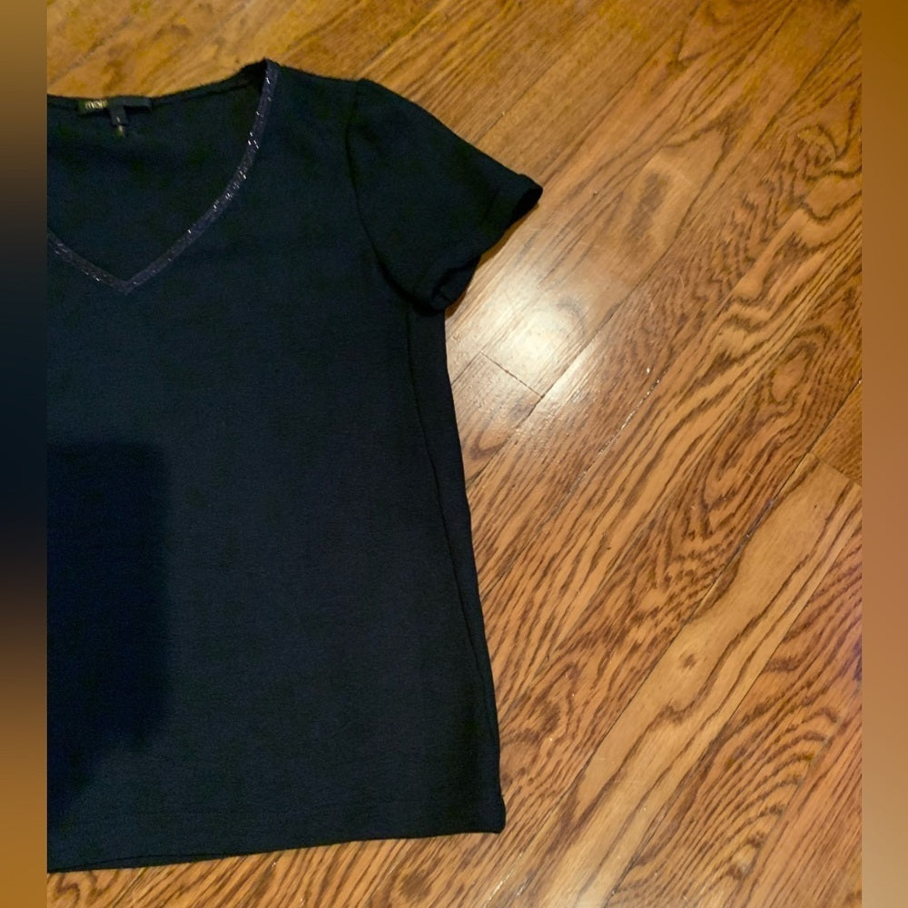 Maje Black V-neck Short Sleeve Tee Size 1/Small