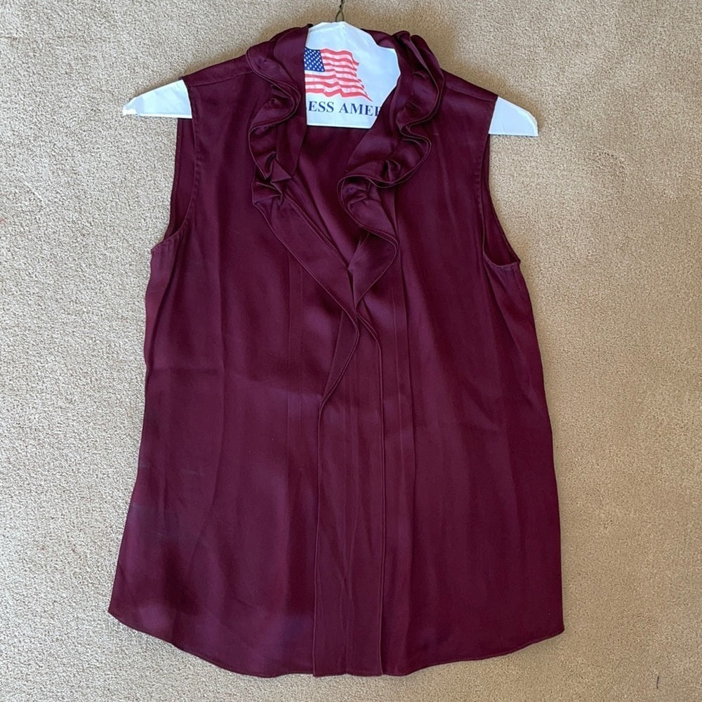 Elie Tahari Wine Colored Sleeveless Top Size M