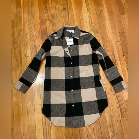 NWT BB Dakota Black and Beige Plaid Jacket Size XS