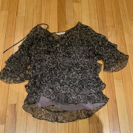 Rebecca Taylor Grey Patterned Blouse Size 10