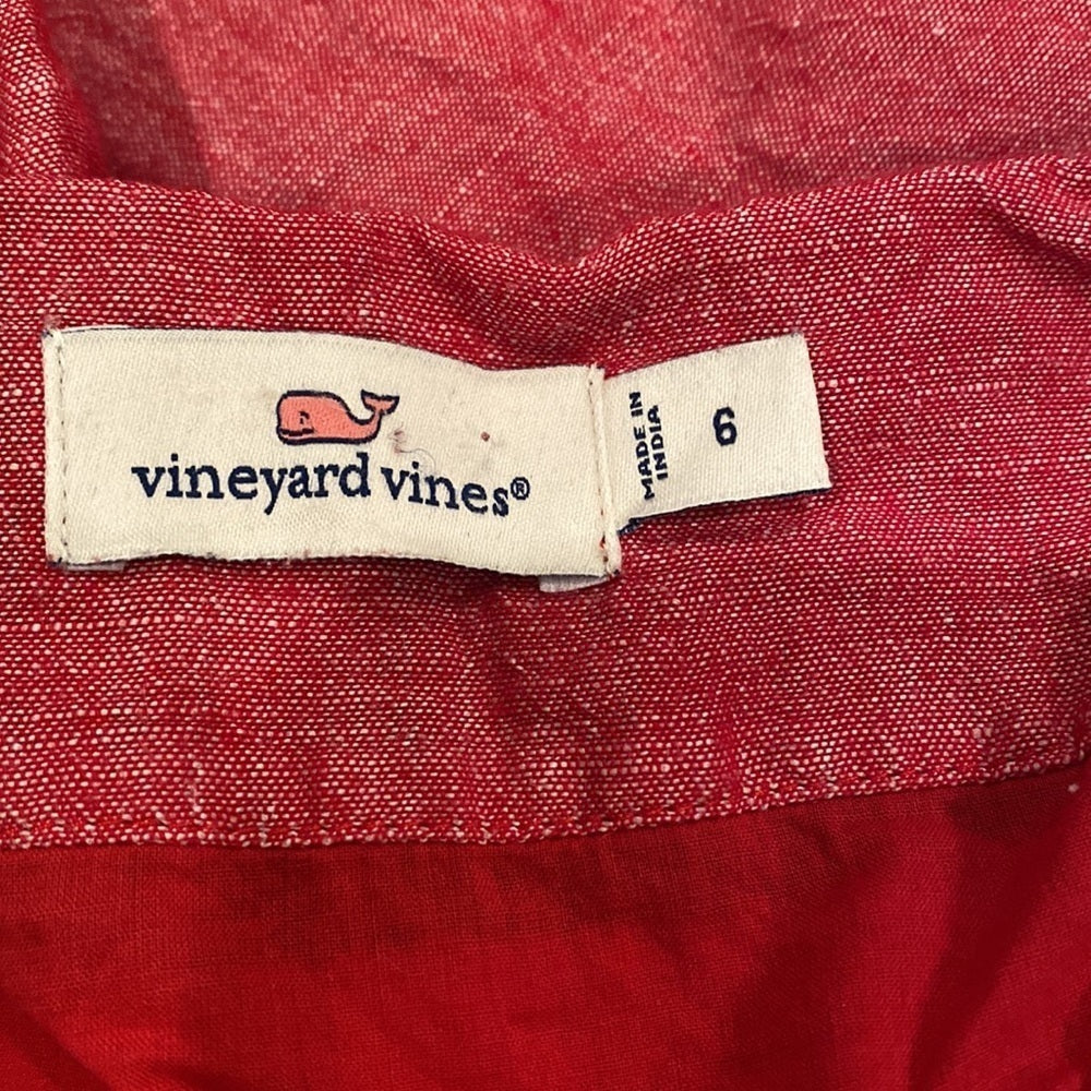 Vineyard Vines Women’s Red Dress with Blue Design Size 6