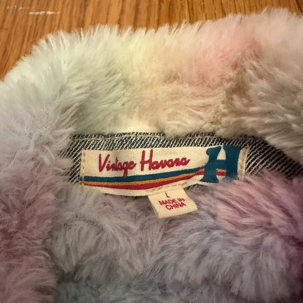 Vintage Havana Kids Fuzzy Jean Jacket Size Large