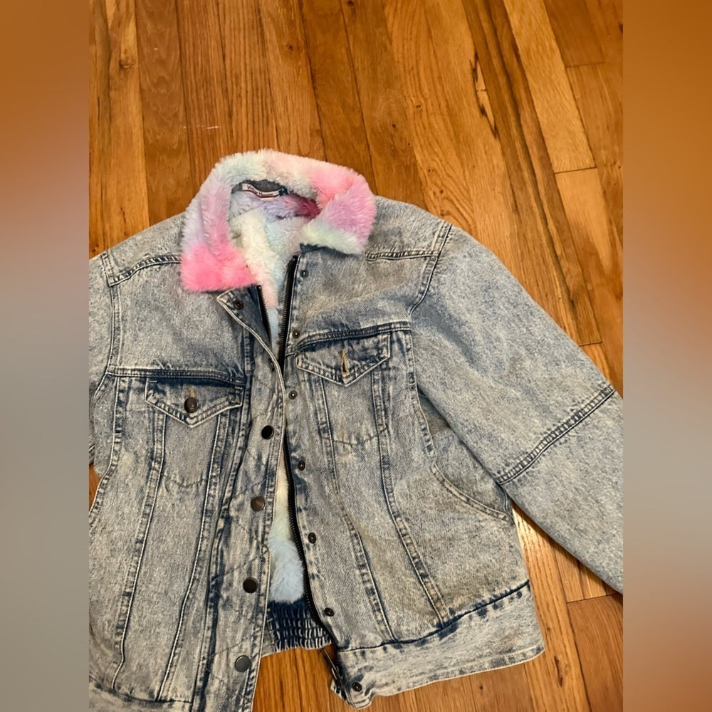 Vintage Havana Kids Fuzzy Jean Jacket Size Large