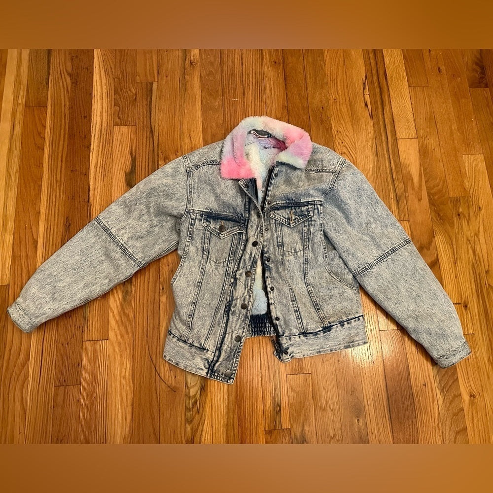 Vintage Havana Kids Fuzzy Jean Jacket Size Large