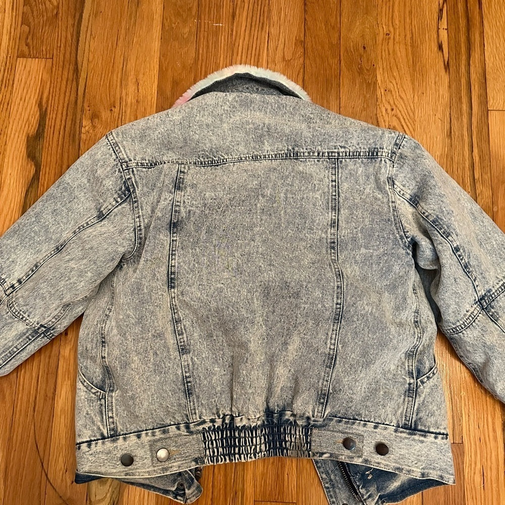 Vintage Havana Kids Fuzzy Jean Jacket Size Large