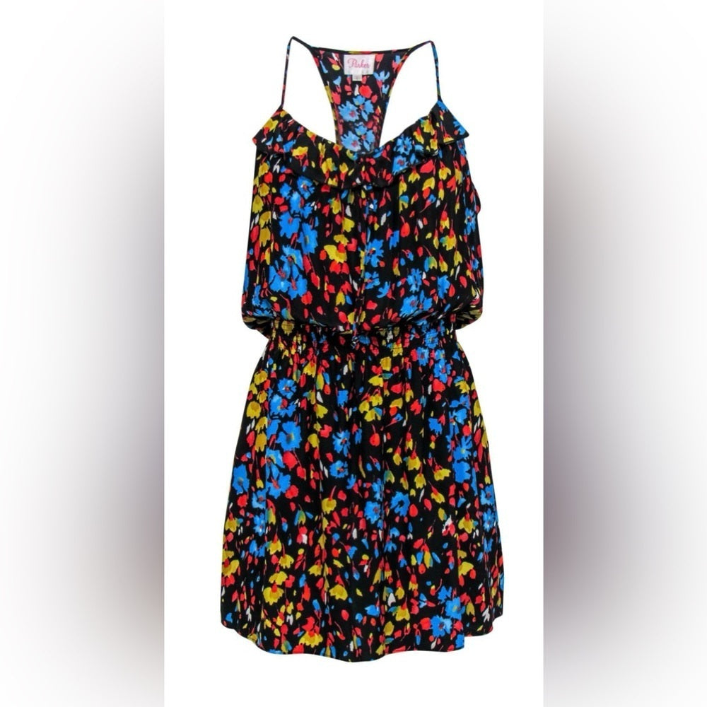 Women’s Parker dress. Black/yellow/blue/red. Size S