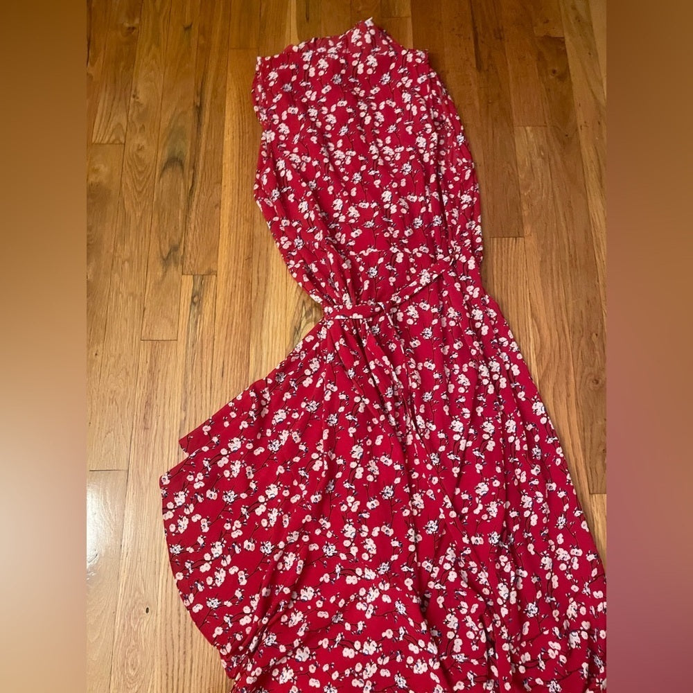 Max Studio Red and White Floral Sleeveless Dress Size Large