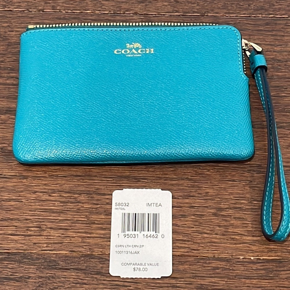 NWT Coach Blue Wristlet Wallet