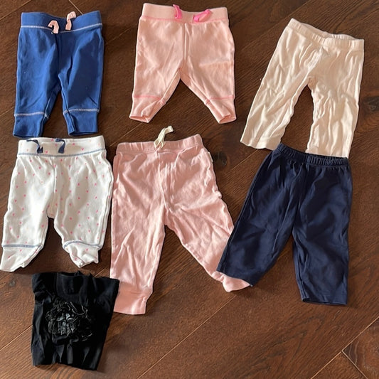 Baby Girls Bundle of Pants Size 0-3 months