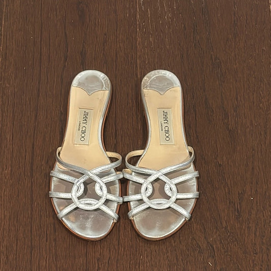 Jimmy Choo Women’s Silver Leather Sandals Size 37/7