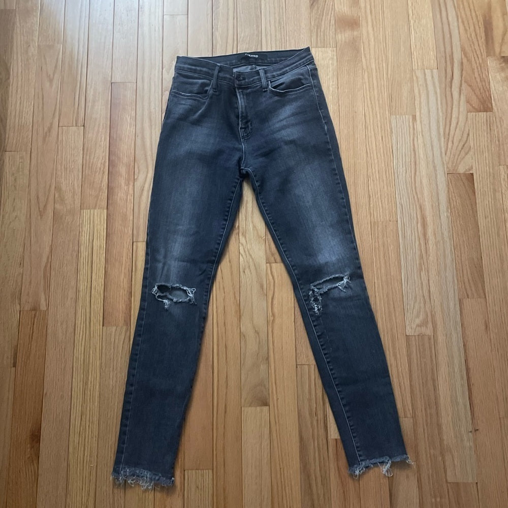 J Brand Dark Grey Skinny Ripped Jeans Size 27