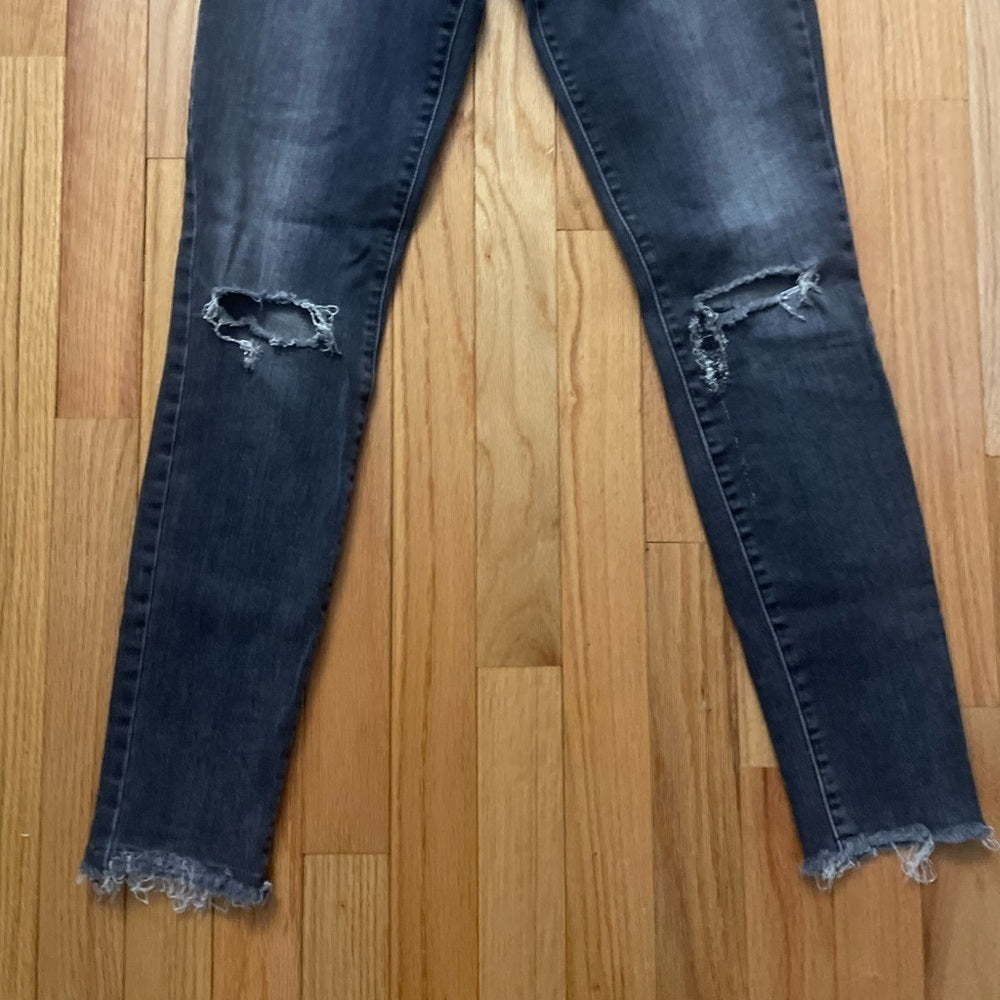 J Brand Dark Grey Skinny Ripped Jeans Size 27