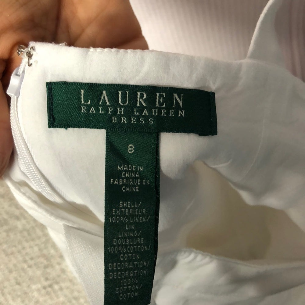 Ralph Lauren White Linen Dress Size 8