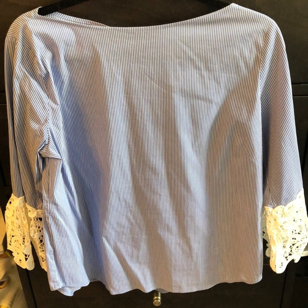 Zara Blue and White Striped Blouse