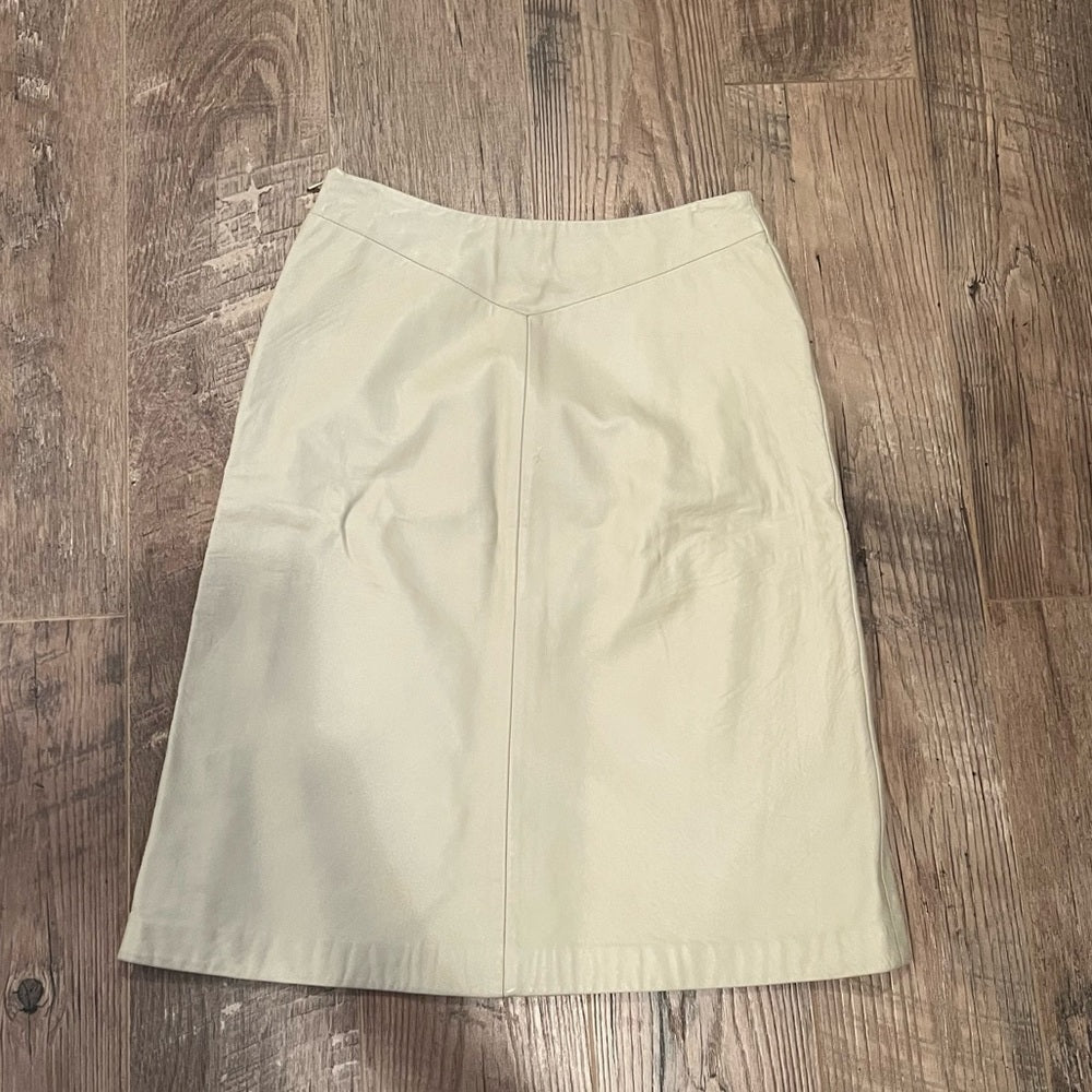 Andrew Marc Women’s Cream Leather Skirt Size 2