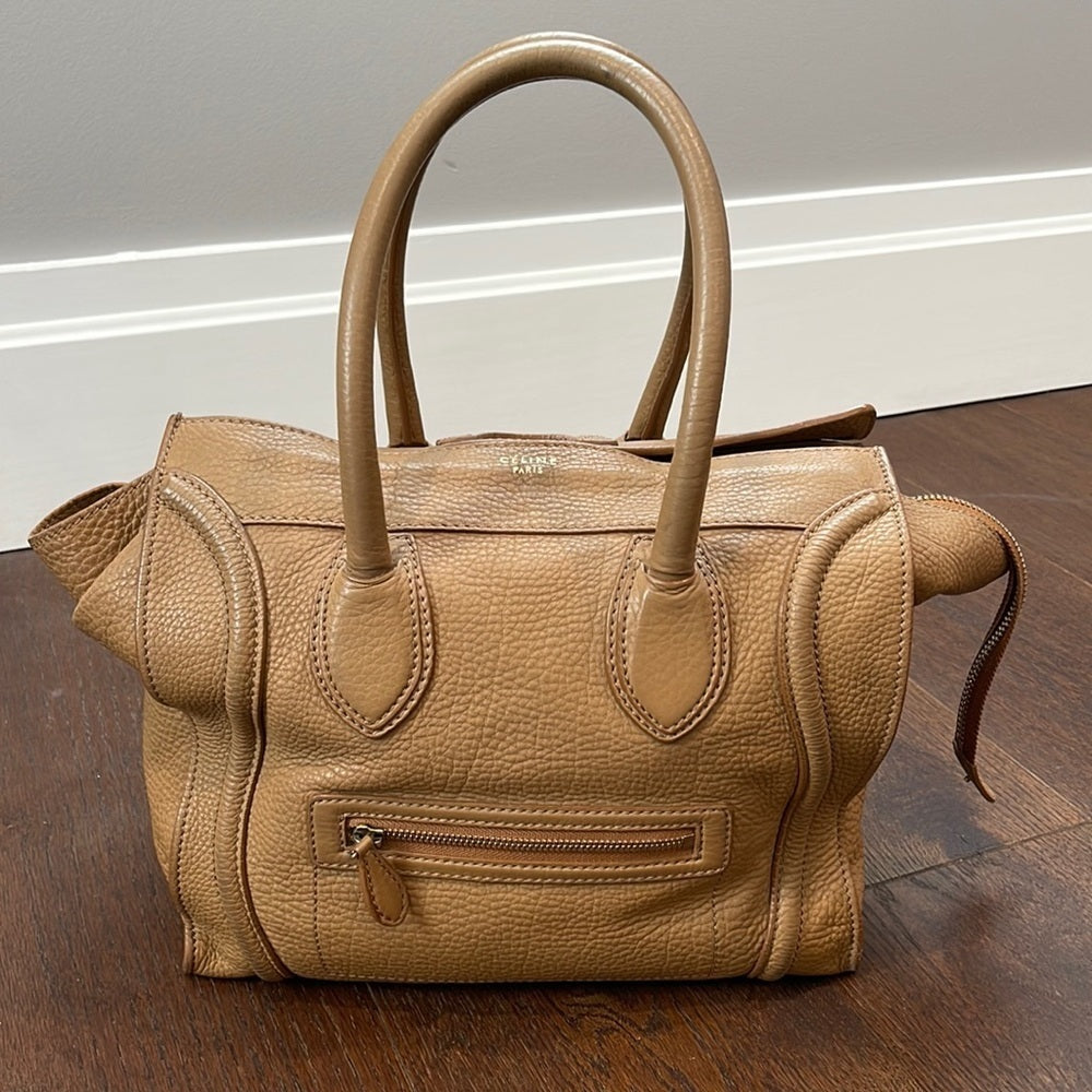 Celine Tan Leather Mini Luggage Tote