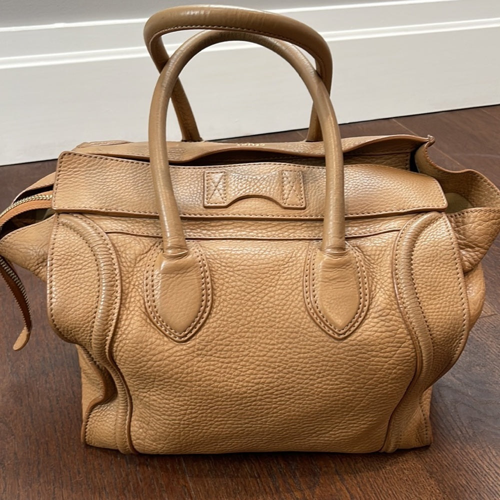 Celine Tan Leather Mini Luggage Tote