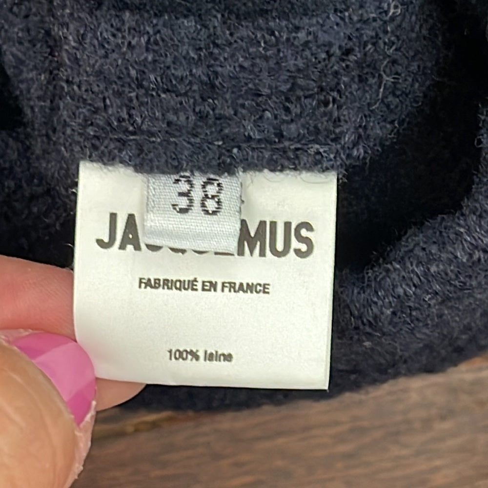 Jacquemus Women’s Navy Blue Fuzzy Cropped Sweater Size 38