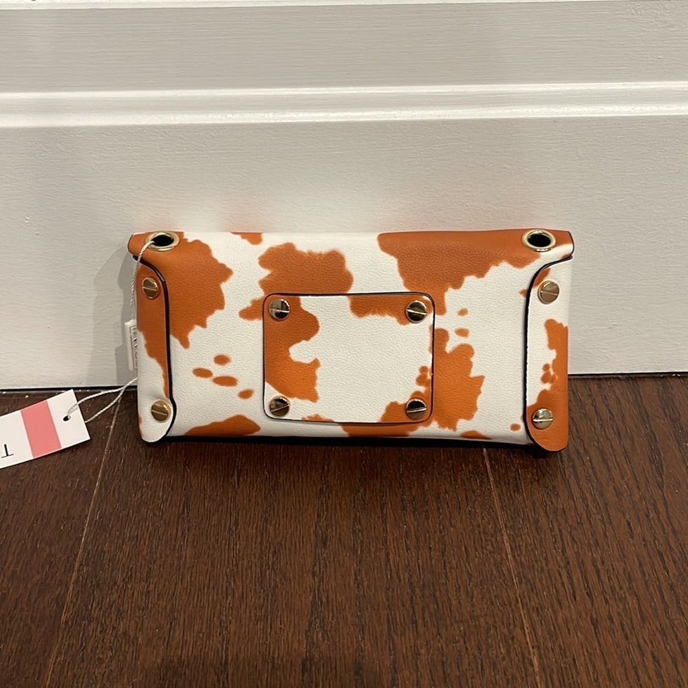 NWT Taomi Brown and White Cow Print Crossbody/Clutch Bag