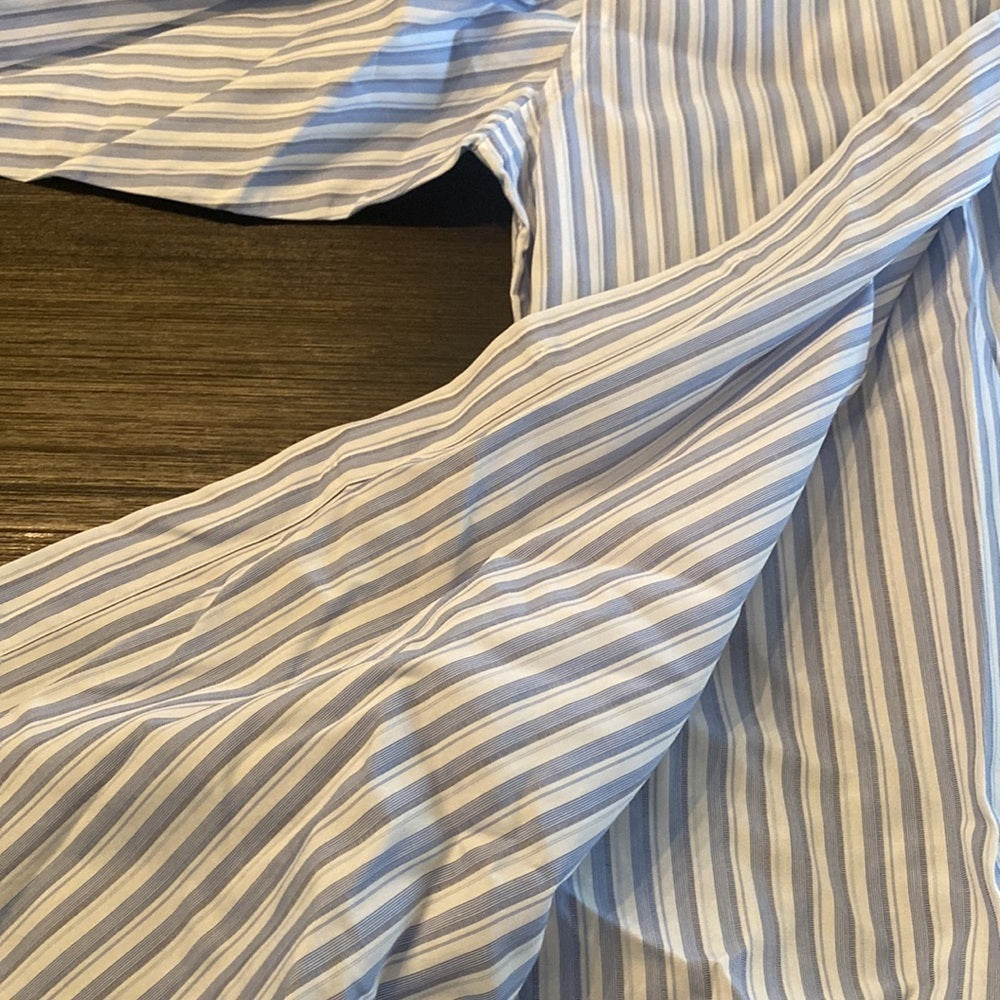 Ermenegildo Zegna 41/16 Blue and White Striped Button Down