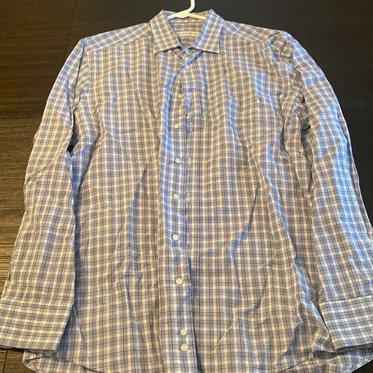 Etro Blue Size 42 Plaid Button Down Long Sleeve Shirt