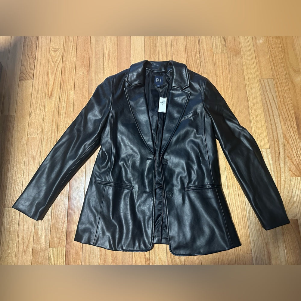 NWT GAP Women's Black Leather Jacket Size XS