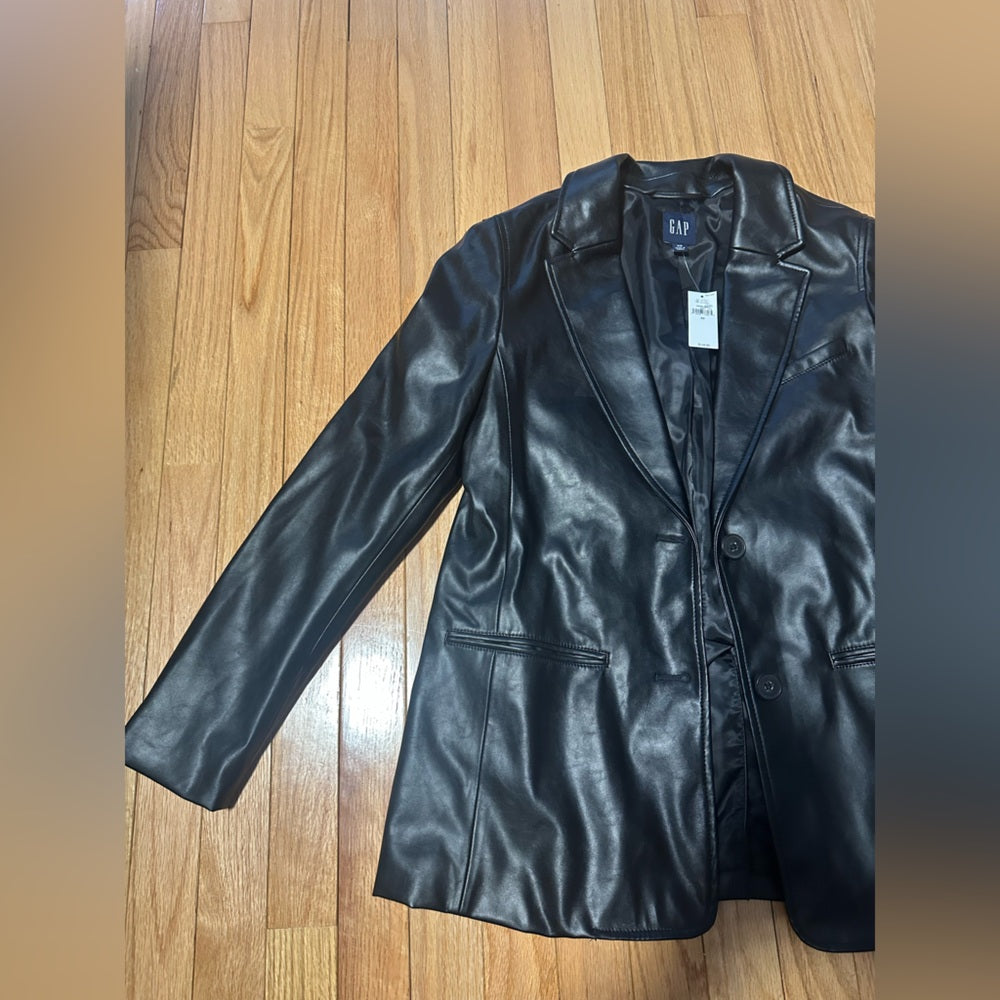 NWT GAP Women's Black Leather Jacket Size XS