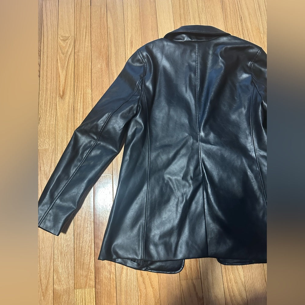 NWT GAP Women's Black Leather Jacket Size XS