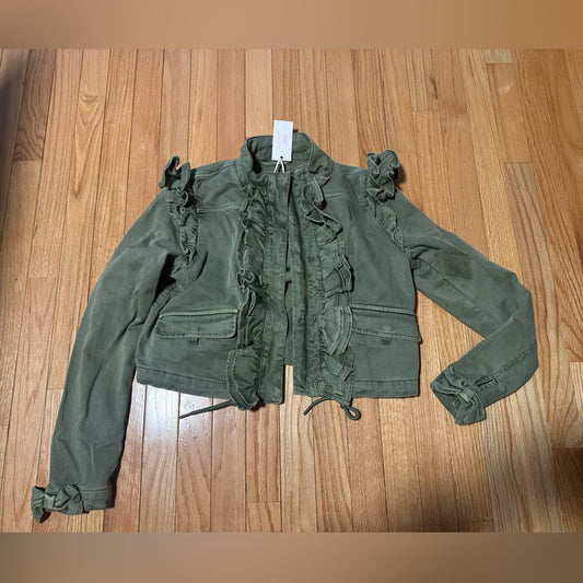 NWT Gap Olive Green Ruffle Jacket Size XS