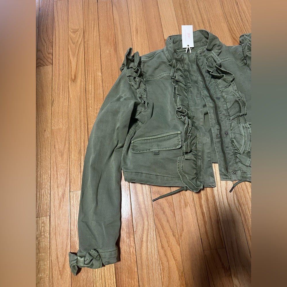 NWT Gap Olive Green Ruffle Jacket Size XS