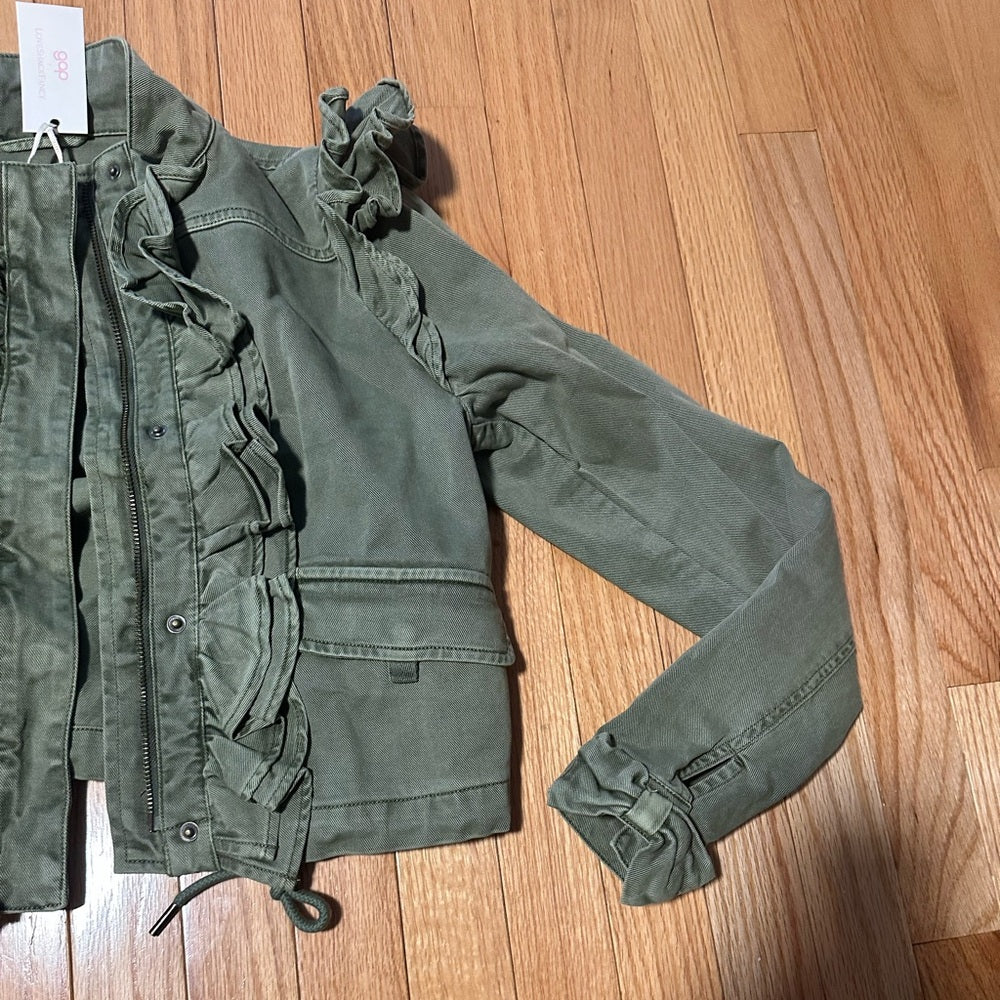 NWT Gap Olive Green Ruffle Jacket Size XS