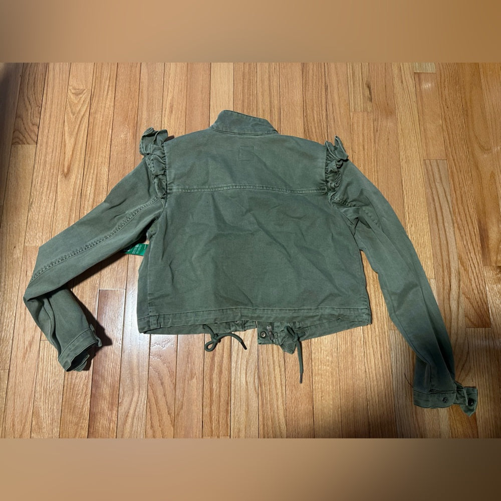 NWT Gap Olive Green Ruffle Jacket Size XS