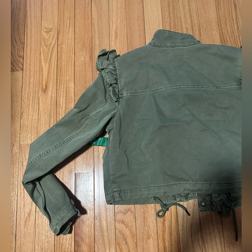 NWT Gap Olive Green Ruffle Jacket Size XS