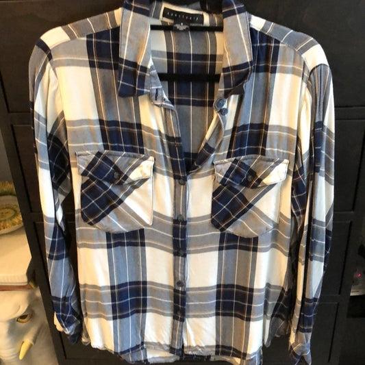 Sanctuary Women’s Blue Flannel Button Down Size Medium