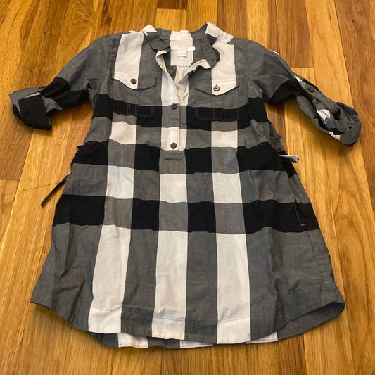 Burberry Girls Black and White Plaid Dress Size 6