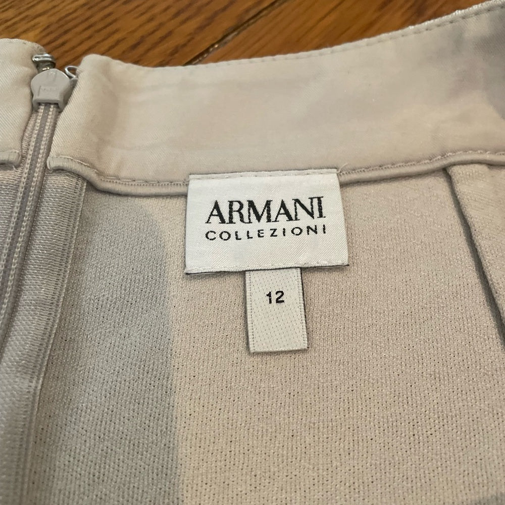 Armani Collezioni Beige White Pencil Skirt Size 12