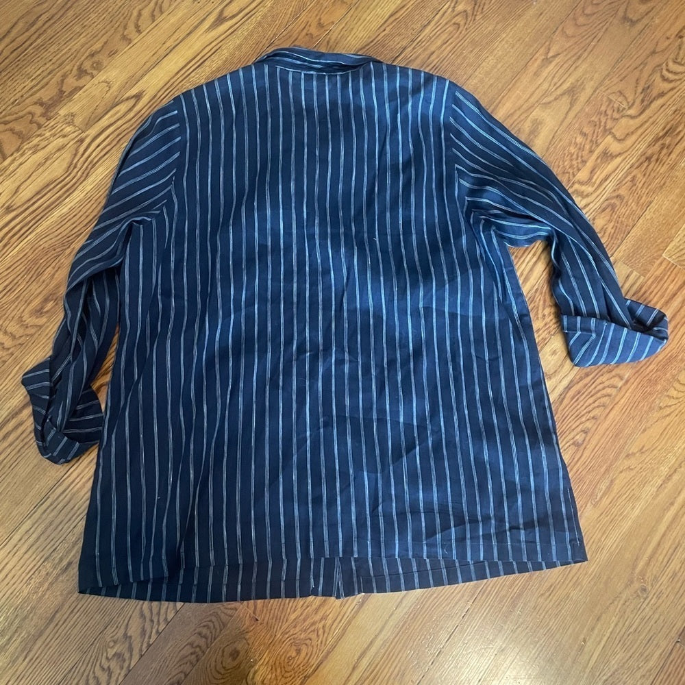 Marina Rinaldi Blue and White Striped Button Down Size 27