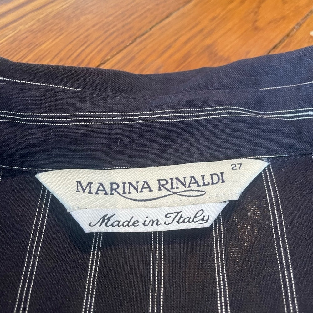 Marina Rinaldi Blue and White Striped Button Down Size 27