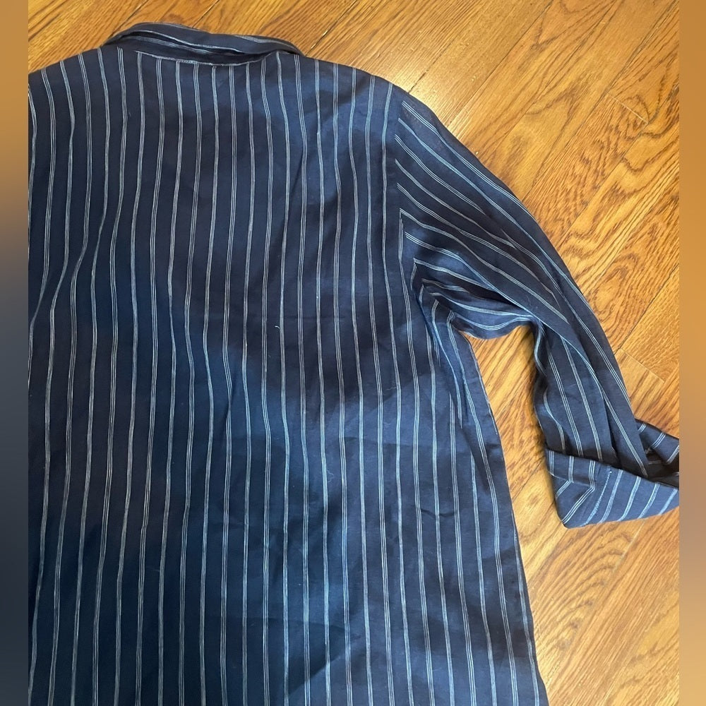 Marina Rinaldi Blue and White Striped Button Down Size 27