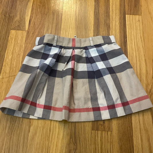 Burberry Girls Red and Tan Classic Plaid Skirt Size 6