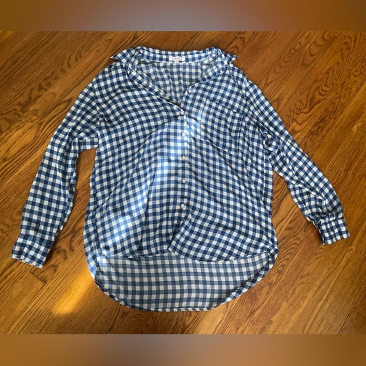 Glamorous Blue and White Checkered Button Down Size 14