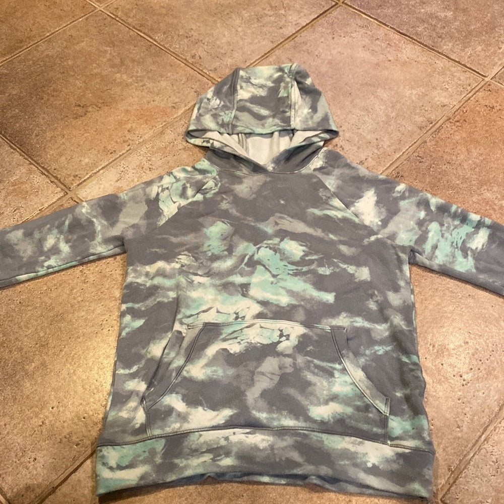 Athleta Girl Gray and Blue Marble Hoodie Size 14