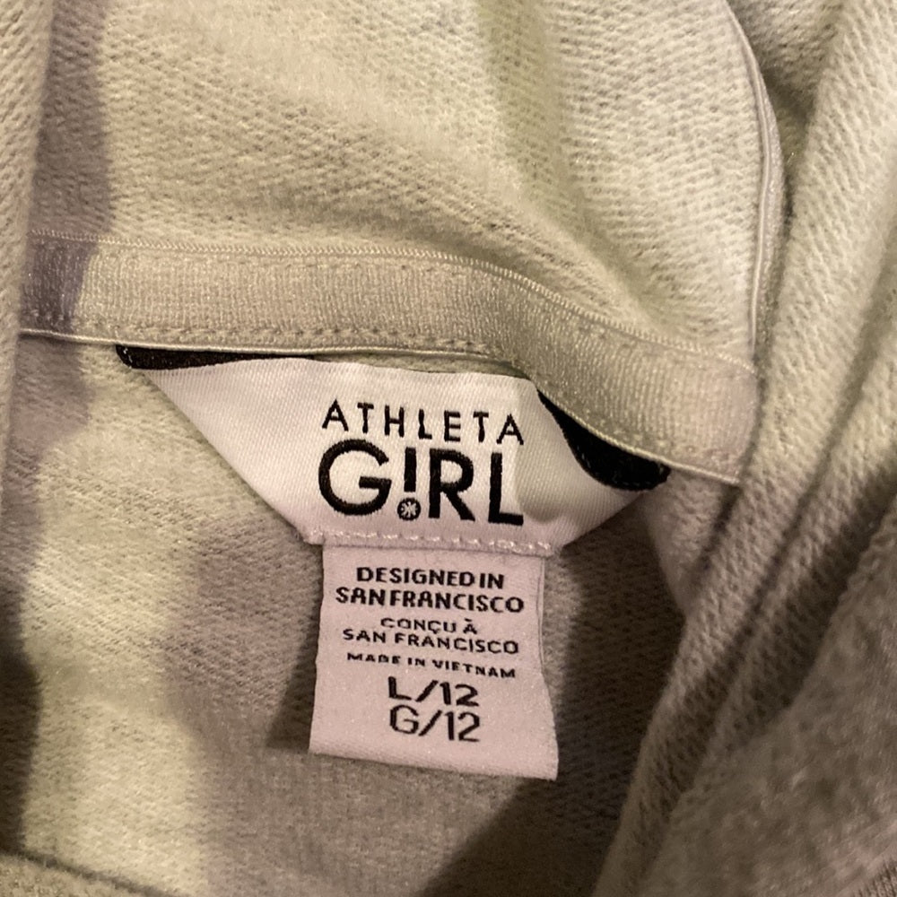 Athleta Girls Gray Hoodie With Thumbholes Size Large