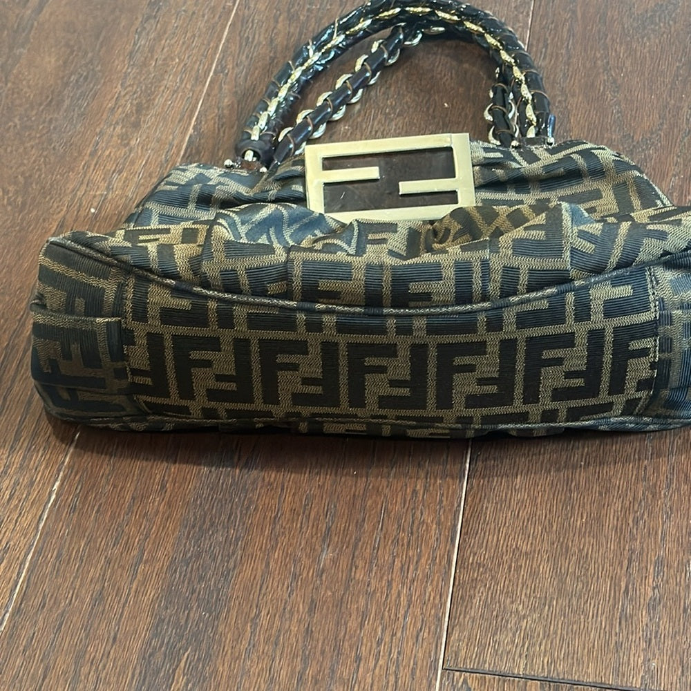 Fendi Mia Brown Cloth Shoulder or Satchel Bag