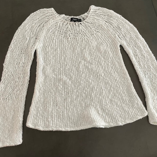 Theory Women’s White Crochet Sweater Size Medium