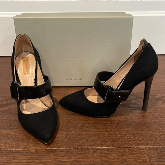 Reed Krakoff Women’s Black Fabric Mary Jane Heels Size 8.5