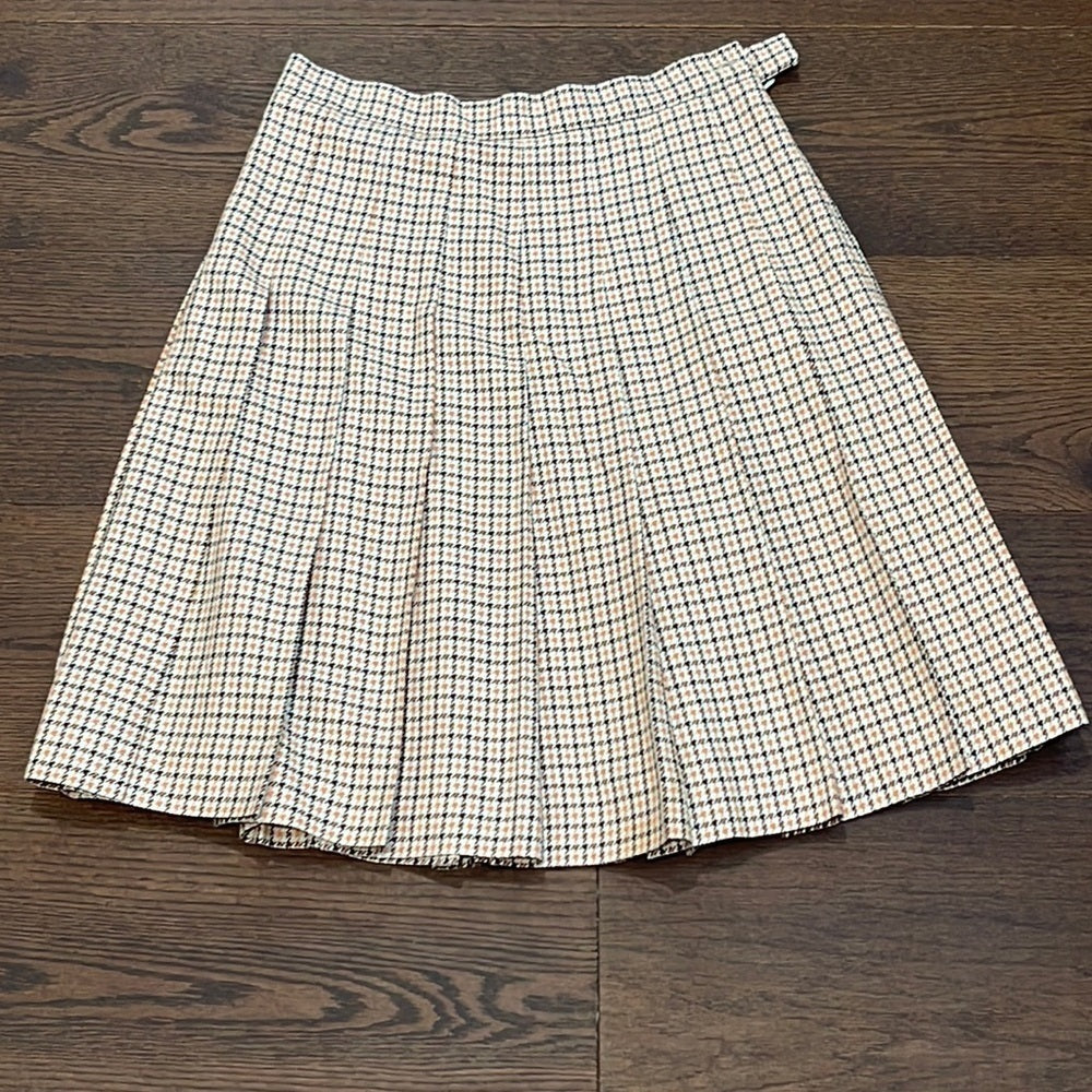 PRADA Women’s Wool and Silk Plaid Pleated Skirt Size 44 Size US 10